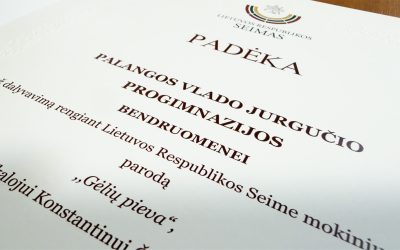 Padėka Palangos Vlado Jurgučio progimnazijos bendruomenei
